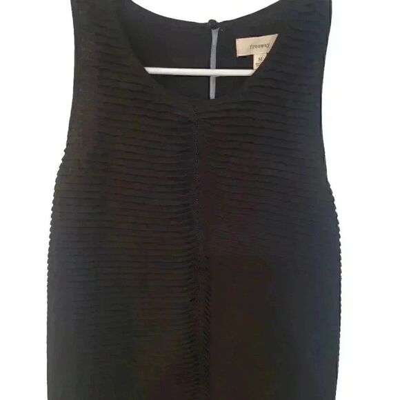 Freeway Women's Black Poly Georgette Beaded Pleated Drop Waist Sleeveless Lined - Picture 8 of 12